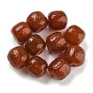 Natural Carnelian Carved Beads, Barrel, 15.5x14.5x3mm, Hole: 1.6mm(G-Q006-01)