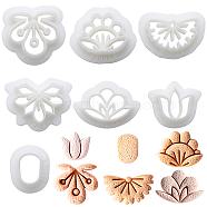 7Pcs 7 Styles Flower & Oval Resin Clay Cutters, Cutters Mold Ceramics Dotting Tools, White, 20~25.5x17~32x11.5~12mm, Inner Diameter: 11.5~21.5x8~23mm, 1pc/style(DIY-CP0010-34)