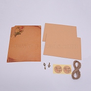 Vintage Retro Writing Letter Stationery & Blank Mini Paper Envelopes Kits, with Alloy Pendants and Jute Twine, for Birthday Party Invitation Card Making, Peru, 210x145x0.1mm(DIY-WH0184-24E)