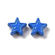 Spray Painted Alloy Beads, Star, Royal Blue, 7x7.5x3.2mm, Hole: 1.2mm(PALLOY-K001-02M)