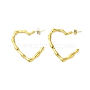 Ion Plating(IP) 304 Stainless Steel Stud Earrings, Real 18K Gold Plated, Heart, 40x38x3.5mm(EJEW-H009-01G-07)