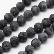 Natural Larvikite Beads Strands, Frosted, Round, 10mm, Hole: 1mm, about 38pcs/strand, 14.9 inch(G-D692-10mm)