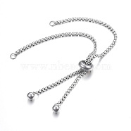 DanLingJewelry Adjustable 304 Stainless Steel Bracelet Making, Slider Bracelets, for DIY Jewelry Craft Supplies, Stainless Steel Color, 9-1/2 inch(24cm), Hole: 2.5~3mm, Single Chain Length: about 12cm(STAS-DL0001-05)