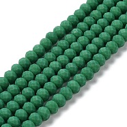 Glass Beads Strands, Faceted, Frosted, Rondelle, Medium Sea Green, 8mm, Hole: 1mm, about 63~65pcs/strand, 39~40cm(EGLA-A034-P8mm-MD23)