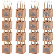 Paper Gift Bags, with Plastic Visible Window and Handles, BurlyWood, Unfold: 21x10x10.1cm(ABAG-WH0044-34)