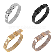 304 Stainless Steel Watch Bands, Watch Belt Fit Slide Charms, Mixed Color, 8-1/2 inch(21.5cm), 10mm, 4color, 1pc/color, 4pcs(WACH-PH0001-02)