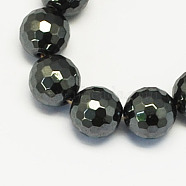 Non-magnetic Synthetic Hematite Beads Strands, Grade A, Faceted, Round, Black, 8mm, Hole: 1.5mm(G-S084-8mm)