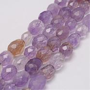 Natural Ametrine Beads Strands, Faceted, Oval, 11~16x14~19mm, Hole: 1mm; about 23pcs/strand, 15.3inches(39cm)(G-G970-23)