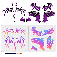 US 1 Set Autumn Theme PET Hollow Out Drawing Painting Stencils, with 1Pc Art Paint Brushes, Wing, Painting Stencils: 300x300mm, 2pcs/set(DIY-MA0003-03A)