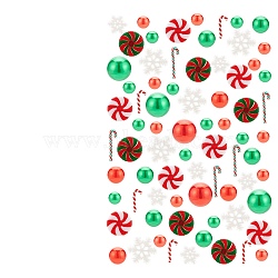 BENECREAT DIY Christmas Theme Vase Fillers, Including Candy Cane & Snowflake Polymer Clay & Resin Cabochons, Round Plastic Beads, Nail Art Powder, Mixed Color(DIY-BC0009-61)