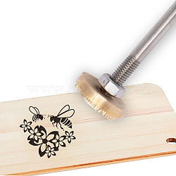 Stamping Embossing Soldering Brass with Stamp, for Cake/Wood, Bees Pattern, 30mm(AJEW-WH0113-15-152)
