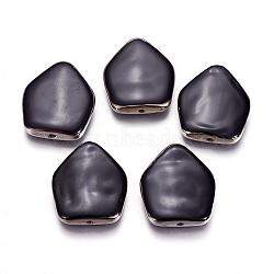 CCB Plastic Beads, with Enamel, Pentagon, Platinum, Black, 35x30x8mm, Hole: 2mm(CCB-J037-A01)