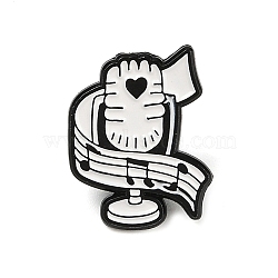 Musical Element Enamel Pins, Zinc Alloy Brooches for Backpack Clothes, Microphone, 18.5x23mm(JEWB-Z035-01D-EB)