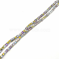 Electroplate Glass Beads, AB Color Plated, Faceted Cube, Rainbow Plated, 6x6x6mm, Hole: 1.2mm, about 99pcs/strand, 21.65~22.44 inch(55~57cm)(EGLA-TAC0002-01B-01)