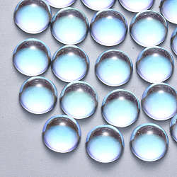 Transparent Glass Cabochons, AB Color Plated, Half Round/Dome, Clear AB, 10x5mm(GLAA-S190-013A-B01)