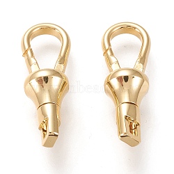 Brass Keychain Clasp Findings, Long-Lasting Plated, Real 18K Gold Plated, 23.5x8x7.3mm, Hole: 1.6mm and 5x9.5mm(X-KK-F820-38G)