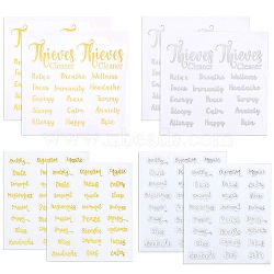 Plastic Decorations Stickers, DIY Handmade Scrapbook Photo Albums, Letter Essential Oil Sticker, Mixed Color, 14~18x12~18x0.01cm, 8sheets/set(DIY-BC0002-73)