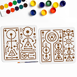 US 1 Set PET Hollow Out Drawing Painting Stencils, for DIY Scrapbook, Photo Album, with 1Pc Art Paint Brushes, Symbol, 300x300mm, 2pcs/set(DIY-MA0003-61B)