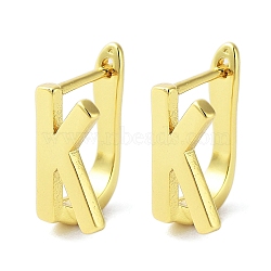 Brass Letter Stud Earrings for Women, Lead Free & Cadmium Free, Real 18K Gold Plated, Letter K, 15x7.5mm(EJEW-A038-01K-G)