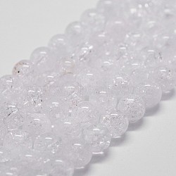 Natural Crackle Quartz Beads Strands, Round, 8mm, Hole: 1mm, about 51pcs/strand, 14.9 inch~15.1 inch(G-G735-20-8mm)
