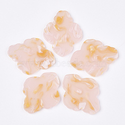 Cellulose Acetate(Resin) Pendants, Flower, Pink, 38.5x31x2mm, Hole: 1.5mm(KY-S158-57G)