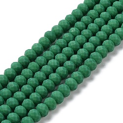 Glass Beads Strands, Faceted, Frosted, Rondelle, Medium Sea Green, 8mm, Hole: 1mm, about 65~68pcs/strand, 15.7~16.1 inch(40~41cm)(EGLA-A034-P8mm-MD23)