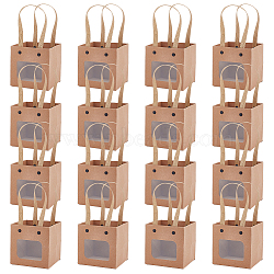 Paper Gift Bags, with Plastic Visible Window and Handles, BurlyWood, Unfold: 21x10x10.1cm(ABAG-WH0044-34)