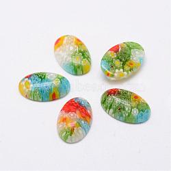 Handmade Millefiori Glass Cabochons, Oval, Mixed Color, 18x11x4mm(LAMP-G121-46)