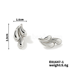 Shiny Teardrop Stud Earrings for Women, Elegant and Versatile Ear Jewelry, Platinum, 29x16mm(GG4806-1)