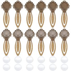 DIY Blank Dome Bookmark Making Kit, Including Tibetan Style Bookmark Cabochon Settings, Glass Cabochons, Antique Bronze, 24Pcs/box(DIY-NB0007-61)