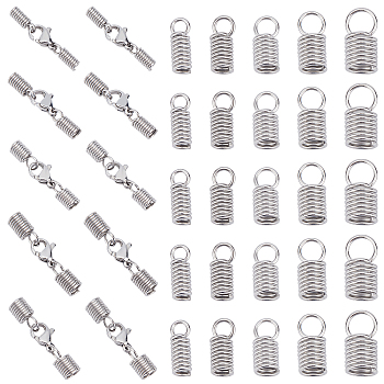 DIY Jewelry Making Finding Kit, Including 304 Stainless Steel Cord Coil & Lobster Claw Clasps, Stainless Steel Color, 150pcs/box