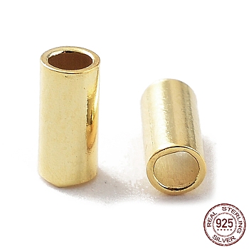 925 Sterling Silver Spacer Tube Beads, Column, Golden, 4x2mm, Hole: 1.5mm, about 217pcs(10g)/bag