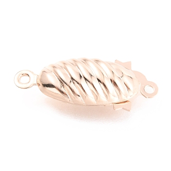 304 Stainless Steel Box Clasps, Multi-Strand Clasps, Oval, Rose Gold, 21.5x9x5mm, Hole: 1mm
