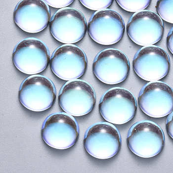 Transparent Glass Cabochons, AB Color Plated, Half Round/Dome, Clear AB, 10x5mm
