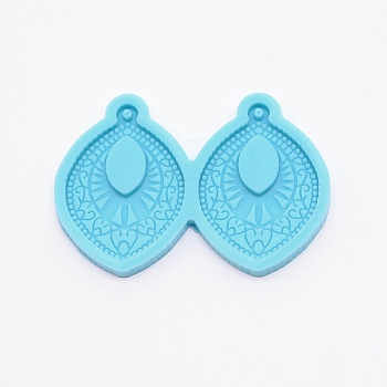 DIY Oval Silicone Fondant Molds, for DIY Cake Decoration, UV & Epoxy Resin Earrings Making, Sky Blue, 45x64x5mm