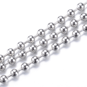 304 Stainless Steel Ball Chains, Stainless Steel Color, 3.2mm