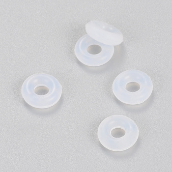 Gummi-O-Ringe, Donut Abstandsperlen, passen europäische Clip-Stopperperlen, Transparent, 6x2 mm