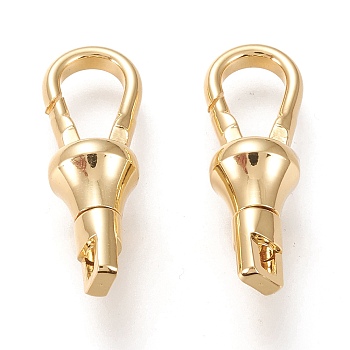 Brass Keychain Clasp Findings, Long-Lasting Plated, Real 18K Gold Plated, 23.5x8x7.3mm, Hole: 1.6mm and 5x9.5mm
