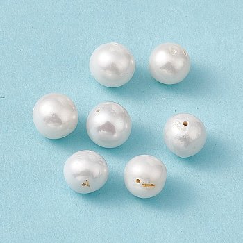 Natural Pearl Beads, Round, Seashell Color, 9~9.5mm, Hole: 0.7mm