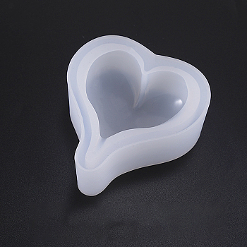 DIY Heart Silicone Molds, Resin Casting Molds, for UV Resin & Epoxy Resin Craft Making, White, 70x68x26mm