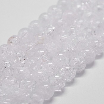 Natural Quartz Crystal Beads Strands, Rock Crystal Beads, Round, 8mm, Hole: 1mm, about 51pcs/strand, 14.9 inch~15.1 inch