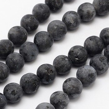Natural Larvikite Beads Strands, Frosted, Round, 10mm, Hole: 1mm, about 38pcs/strand, 14.9 inch