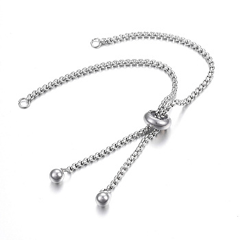 DanLingJewelry Adjustable 304 Stainless Steel Bracelet Making, Slider Bracelets, for DIY Jewelry Craft Supplies, Stainless Steel Color, 9-1/2 inch(24cm), Hole: 2.5~3mm, Single Chain Length: about 12cm
