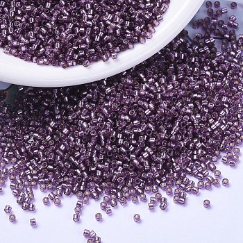 MIYUKI Delica Beads, Cylinder, Japanese Seed Beads, 11/0, (DB2169) Duracoat Silver Lined Dyed Lilac, 1.3x1.6mm, Hole: 0.8mm, about 10000pcs/bag, 50g/bag