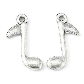 Tibetan Style Alloy Musical Note Pendants, Cadmium Free & Lead Free, Antique Silver, 24x14x3mm, Hole: 2mm, about 1020pcs/1000g