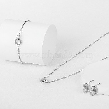 Stainless Steel Double Interlocking Ring Jewelry Set(JG9167-1)-2
