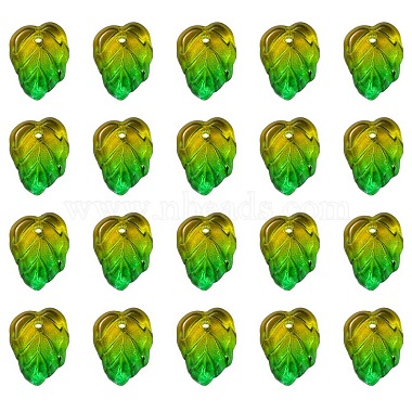 Green Yellow Leaf Glass Charms