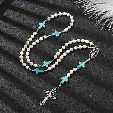 Synthetic Magnesite Rosary Bead Necklaces(NJEW-TA00122-01)-2