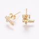 Brass Micro Pave Cubic Zirconia Stud Earrings(EJEW-F125-05G)-2