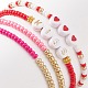 4Pcs 4 Style Heart & Word Kiss Plastic Beaded Stretch Bracelets Set(BJEW-JB08699)-5